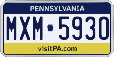 PA license plate MXM5930
