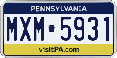 PA license plate MXM5931
