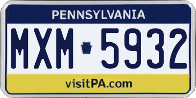 PA license plate MXM5932