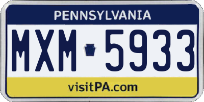 PA license plate MXM5933