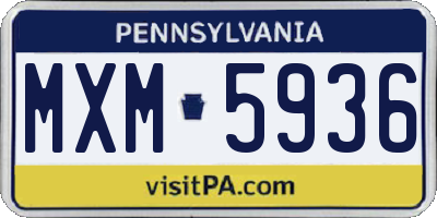 PA license plate MXM5936
