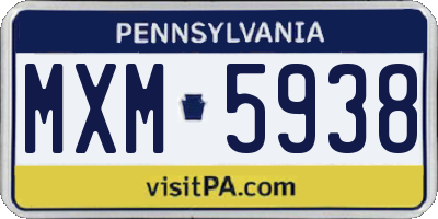 PA license plate MXM5938