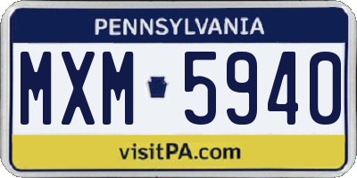 PA license plate MXM5940