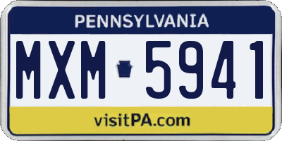 PA license plate MXM5941