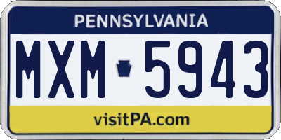 PA license plate MXM5943