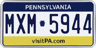 PA license plate MXM5944