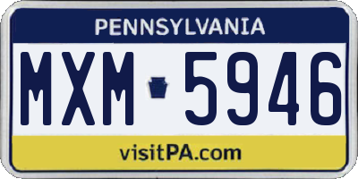 PA license plate MXM5946