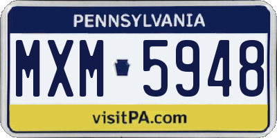 PA license plate MXM5948