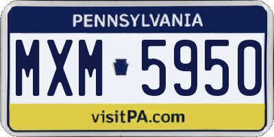 PA license plate MXM5950