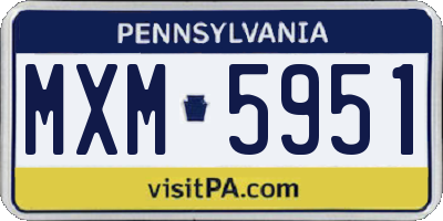PA license plate MXM5951