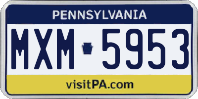 PA license plate MXM5953