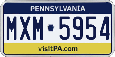 PA license plate MXM5954