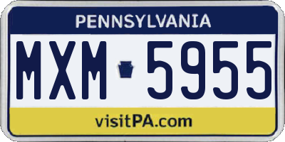 PA license plate MXM5955