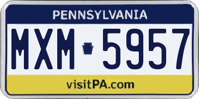 PA license plate MXM5957