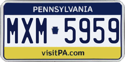 PA license plate MXM5959