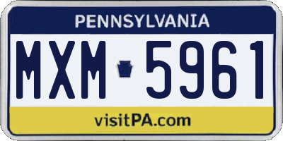 PA license plate MXM5961