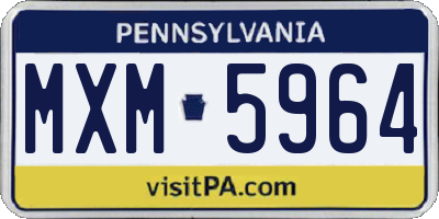PA license plate MXM5964