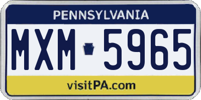 PA license plate MXM5965