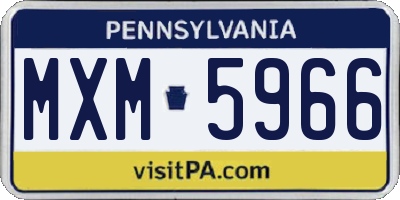 PA license plate MXM5966