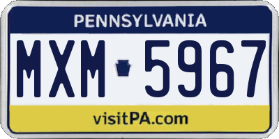 PA license plate MXM5967