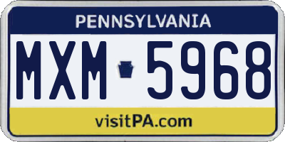 PA license plate MXM5968