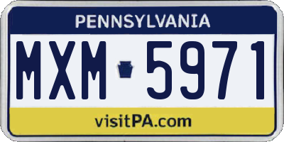 PA license plate MXM5971