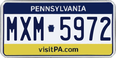 PA license plate MXM5972
