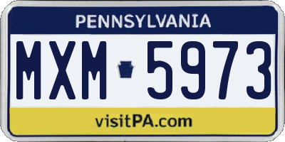 PA license plate MXM5973