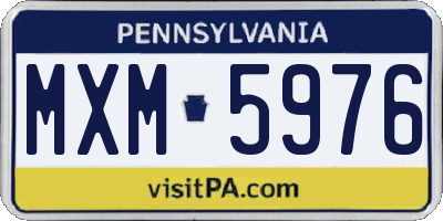 PA license plate MXM5976
