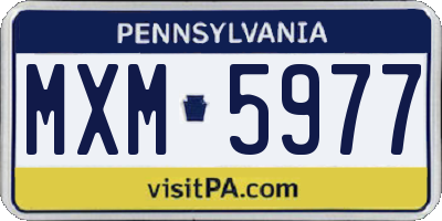PA license plate MXM5977
