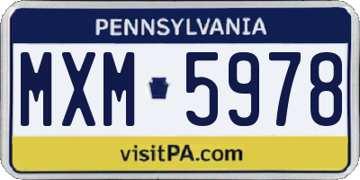PA license plate MXM5978