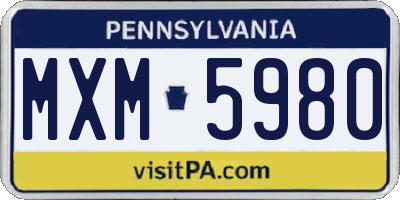 PA license plate MXM5980