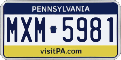 PA license plate MXM5981