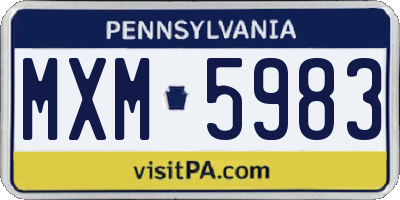 PA license plate MXM5983