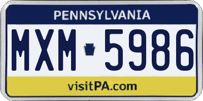 PA license plate MXM5986