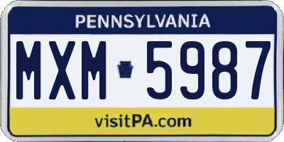 PA license plate MXM5987