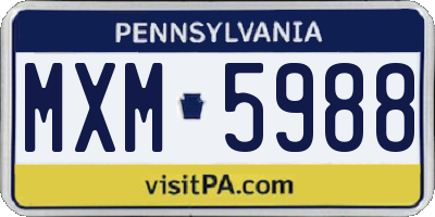 PA license plate MXM5988