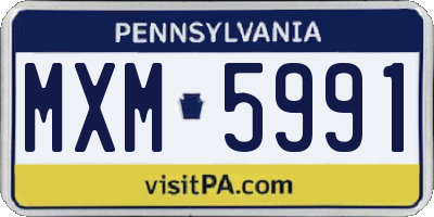 PA license plate MXM5991