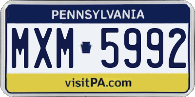 PA license plate MXM5992