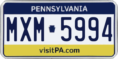 PA license plate MXM5994