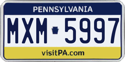 PA license plate MXM5997