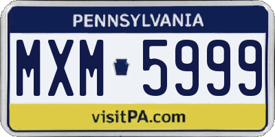 PA license plate MXM5999