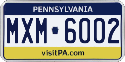 PA license plate MXM6002