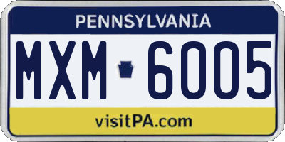 PA license plate MXM6005
