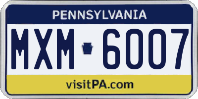 PA license plate MXM6007