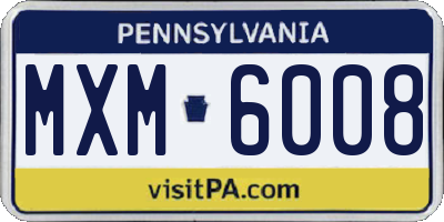 PA license plate MXM6008