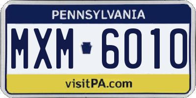 PA license plate MXM6010
