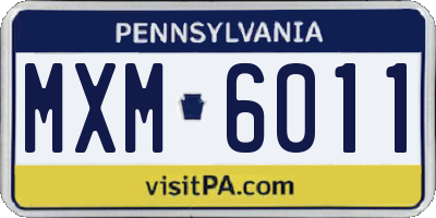 PA license plate MXM6011