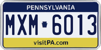 PA license plate MXM6013