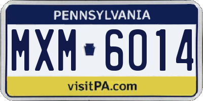 PA license plate MXM6014